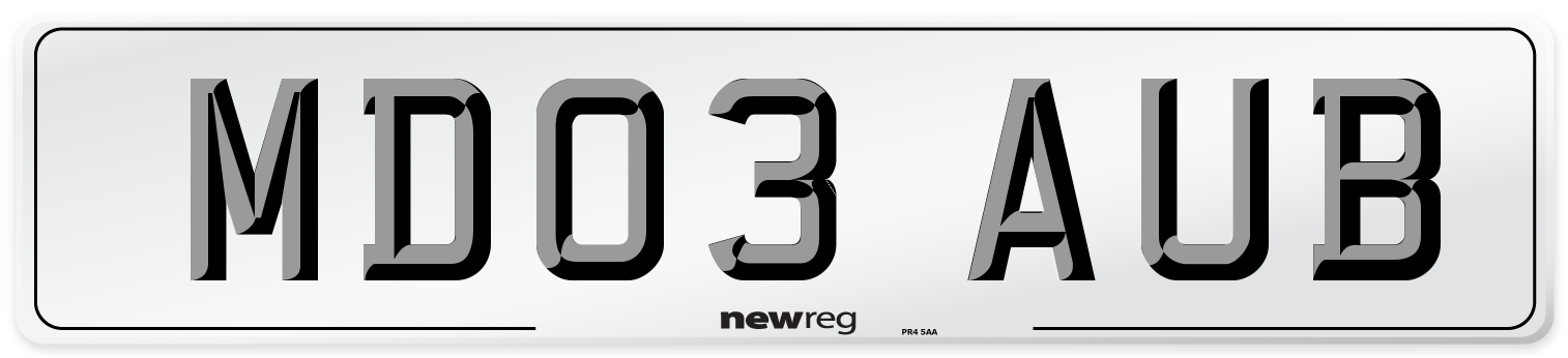 MD03 AUB Number Plate from New Reg